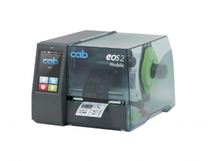 Esta é a Impressora CAB Eos. É uma das impressoras de etiquetas térmicas e não térmicas, que servem como impressoras de códigos de barras e outras informações em etiquetas.